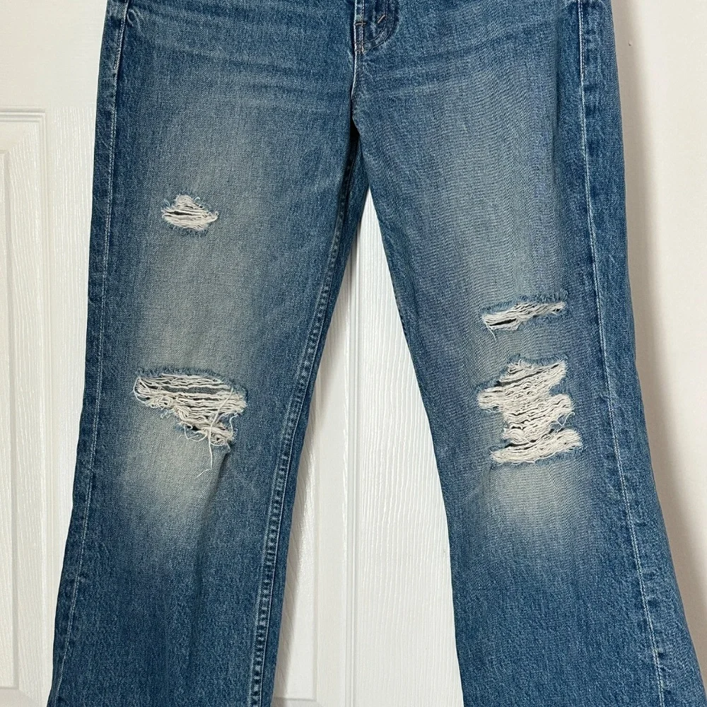 Mother Superior The Bookie Flood DILLIGAF Denim Size 28 Distressed Bootcut Mid - Picture 3 of 11